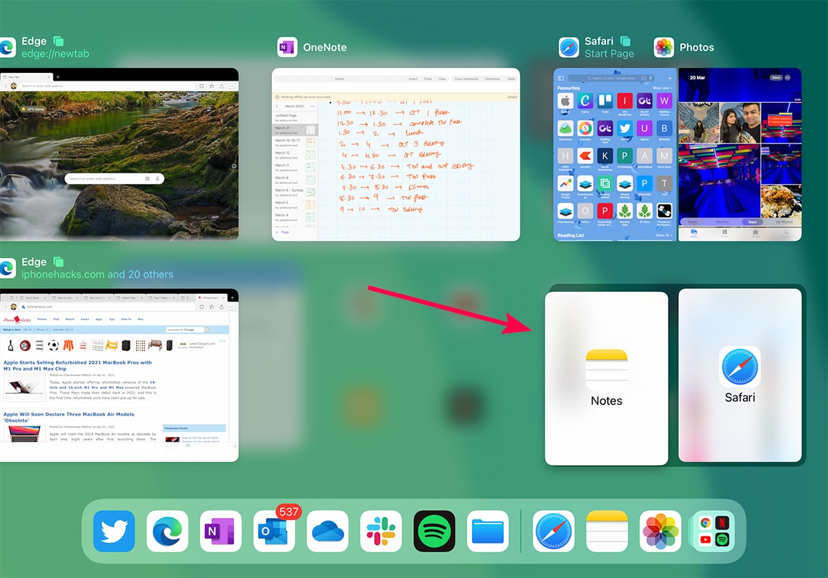 Tạo Chế độ xem phân tách trong menu trình chuyển đổi ứng dụng