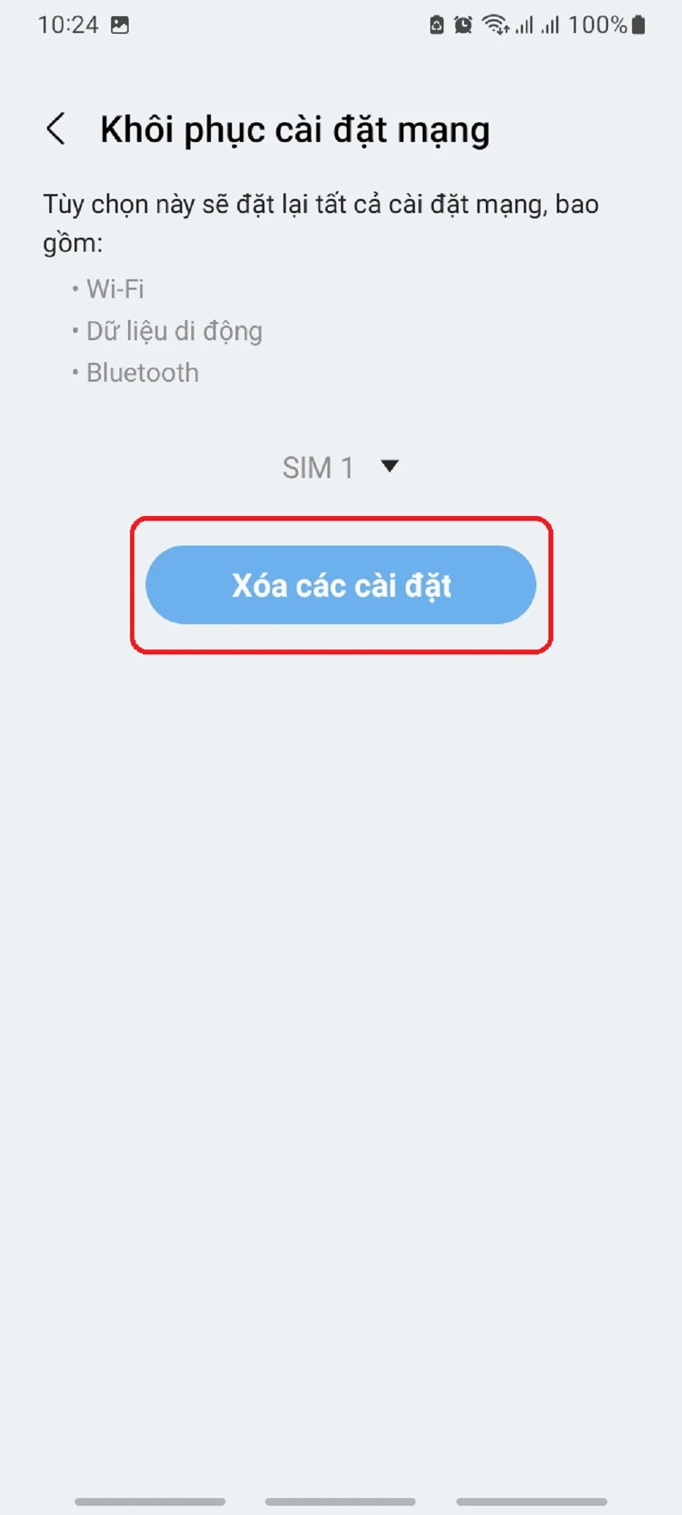 Khôi phục cài đặt mạng dữ liệu di động  