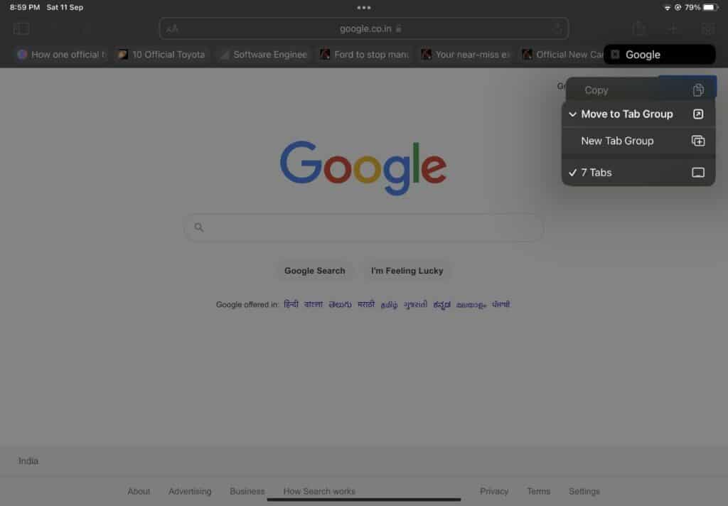 Tạo nhóm tab Safari 