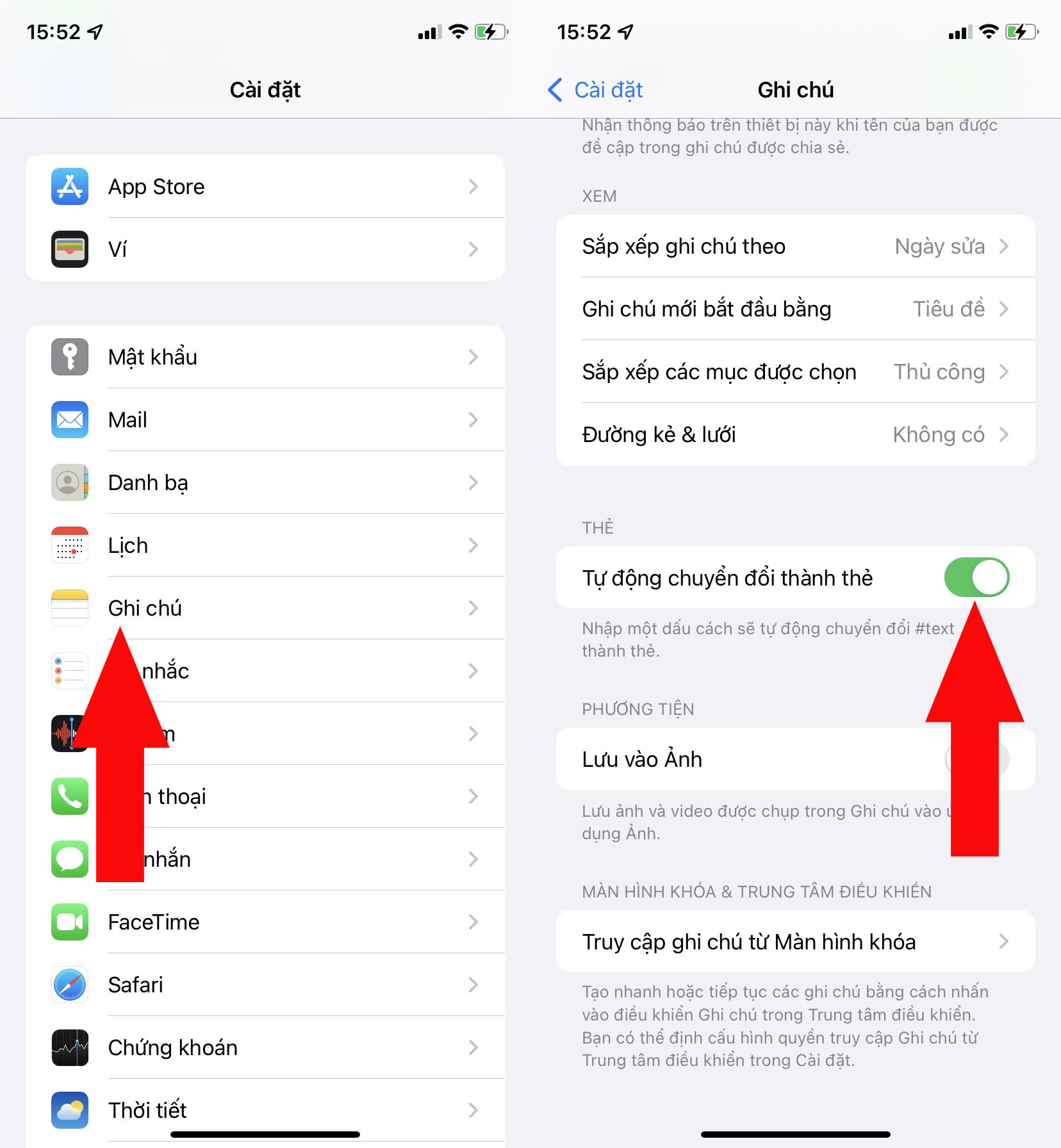 Sử dụng Thẻ trong Apple Notes