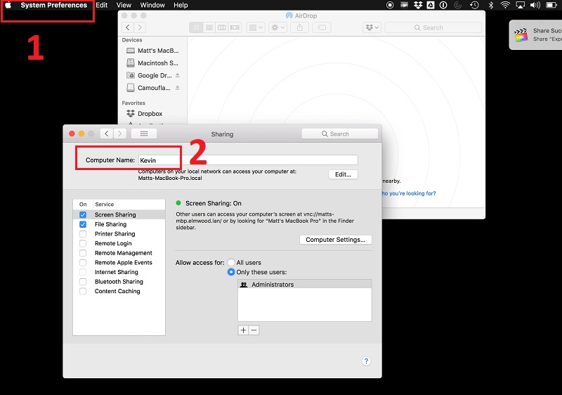Cách thay đổi tên AirDrop trên máy Mac