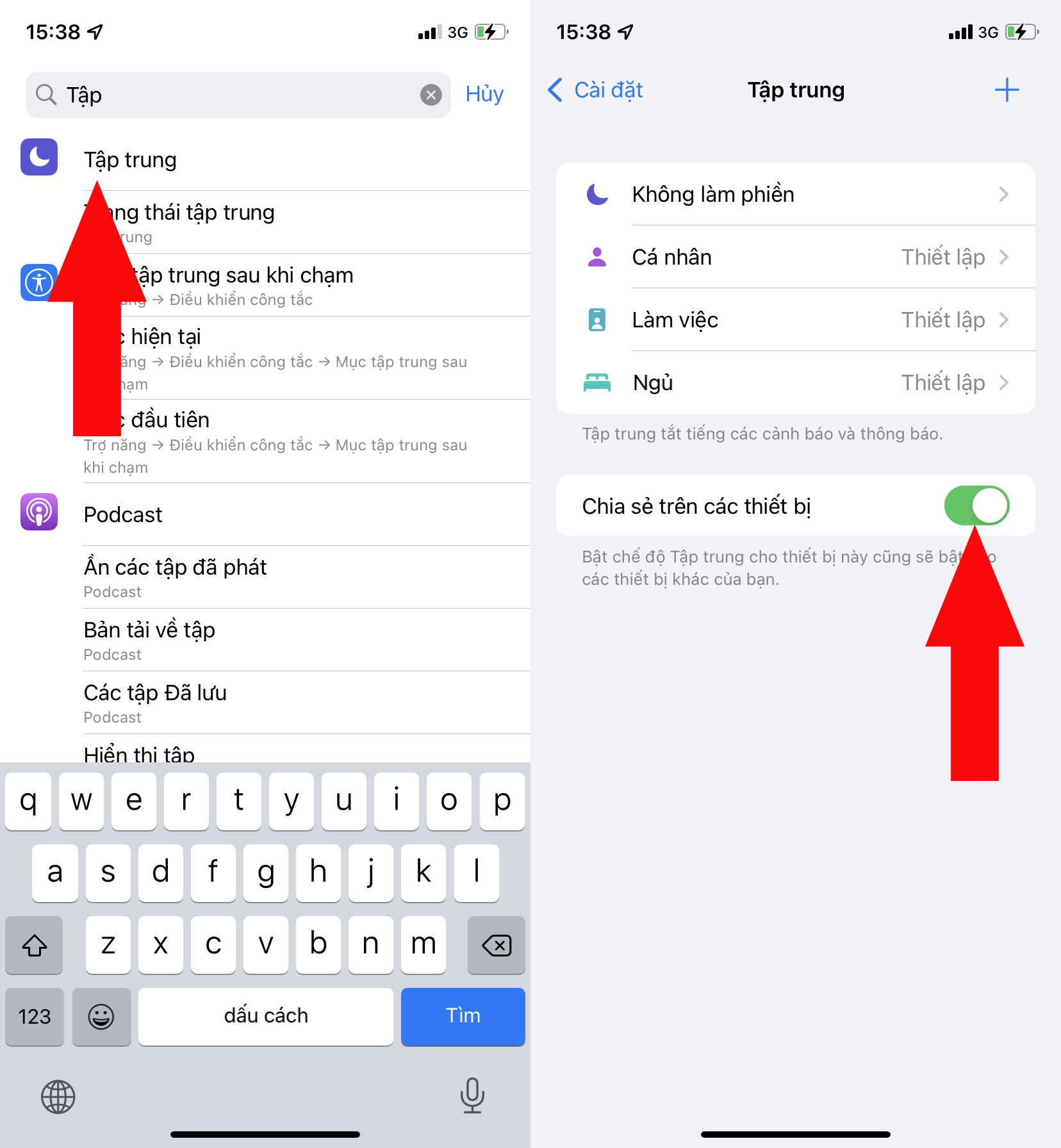 Chia sẻ chế độ Focus