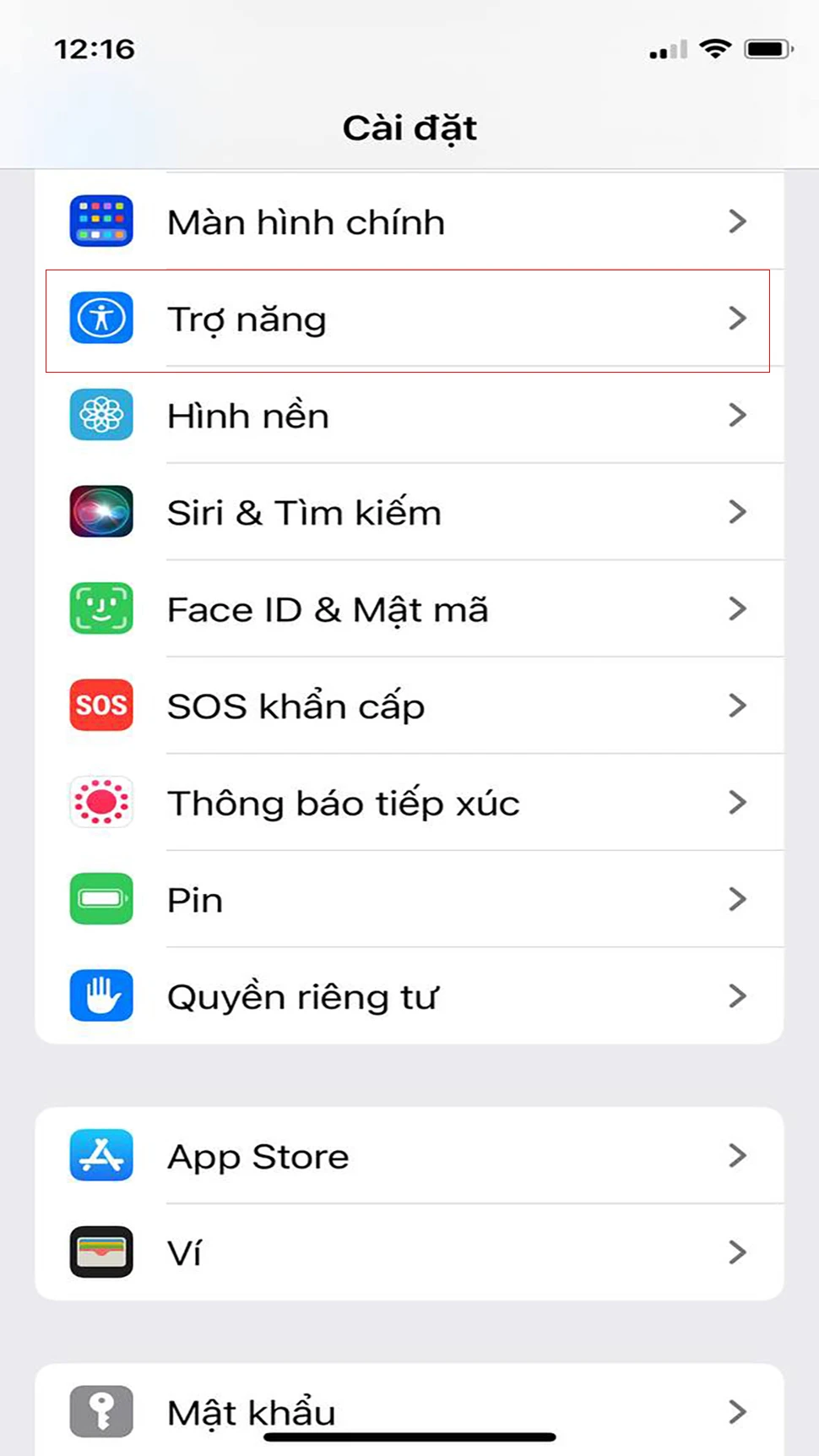 Bước 1: Chọn Cài đặt > lướt tìm Trợ năng.