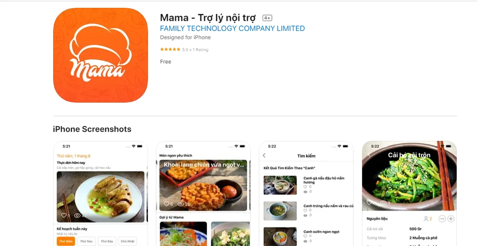 app nấu ăn trên iPhone
