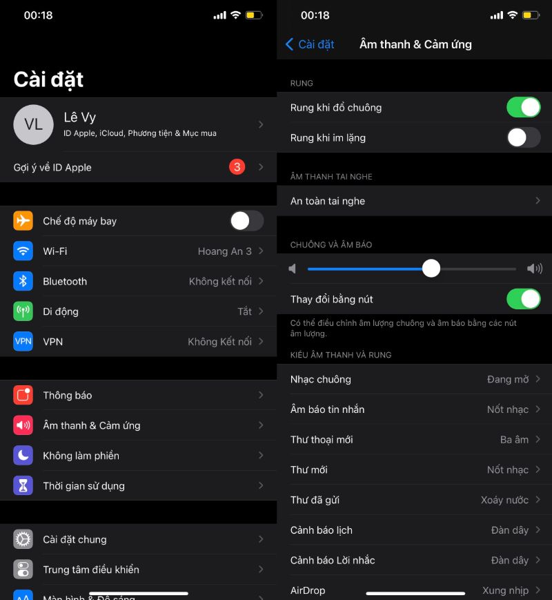 thay đổi âm lượng chuông báo iphone
