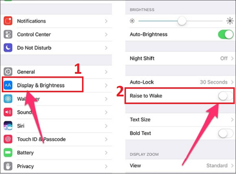 Tắt chức năng Raise to Wake trên iphone 