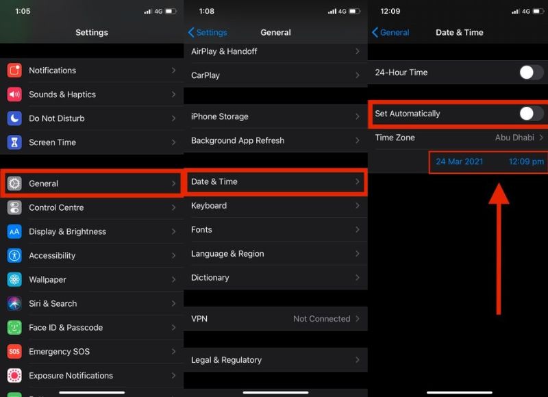 thay đổi ngày tháng iPhone