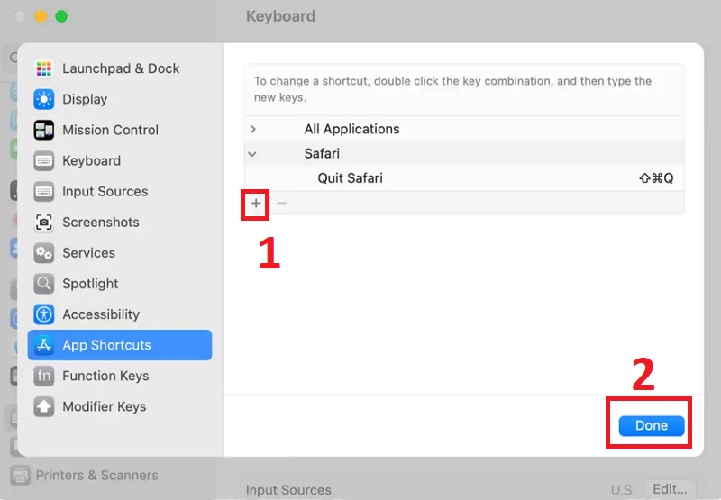 Hoàn tất việc tạo phím tắt để đóng tab trên Safari 