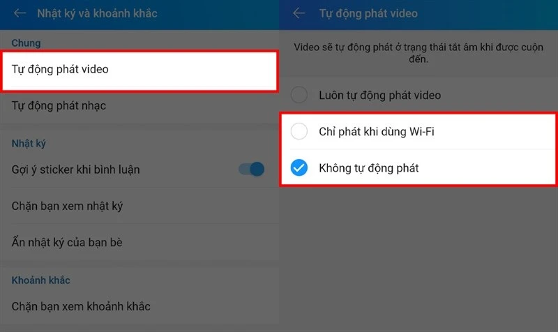Tắt tính năng tự động phát video trong cuộc trò chuyện 