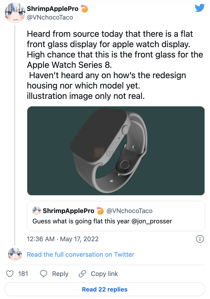 Apple Watch Series 8 có thể có thiết kế mới bị rò rỉ vào năm ngoái
