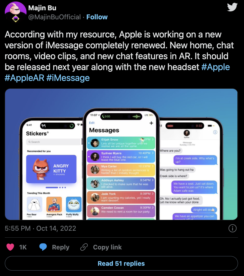 Tin đồn rằng iMessage sẽ có một phiên bản cập nhật mới