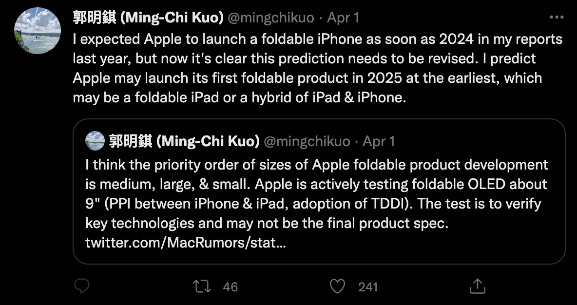 Tin đồn của Ming Chi Kuo