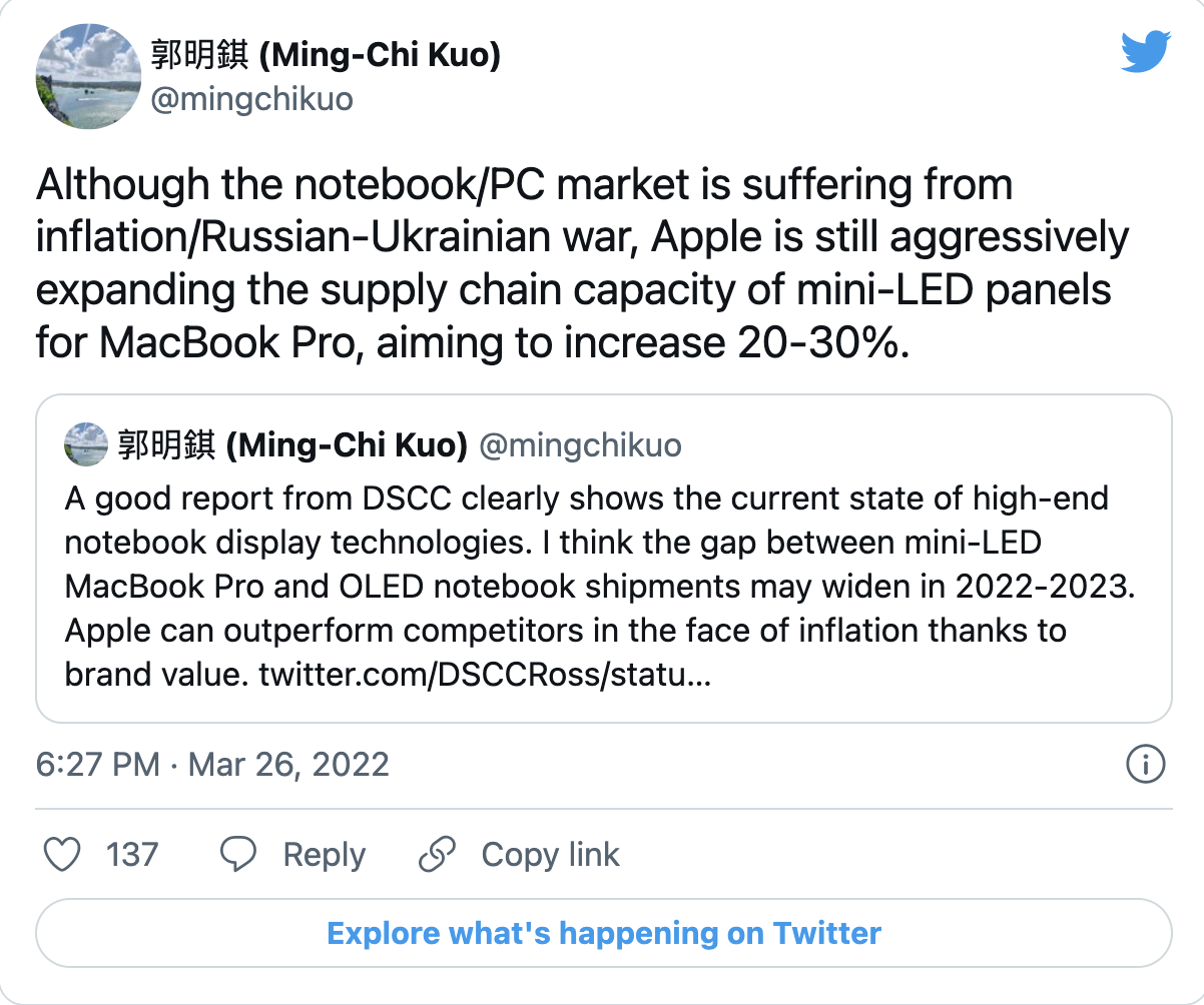 Tin đồn của Ming Chi Kuo