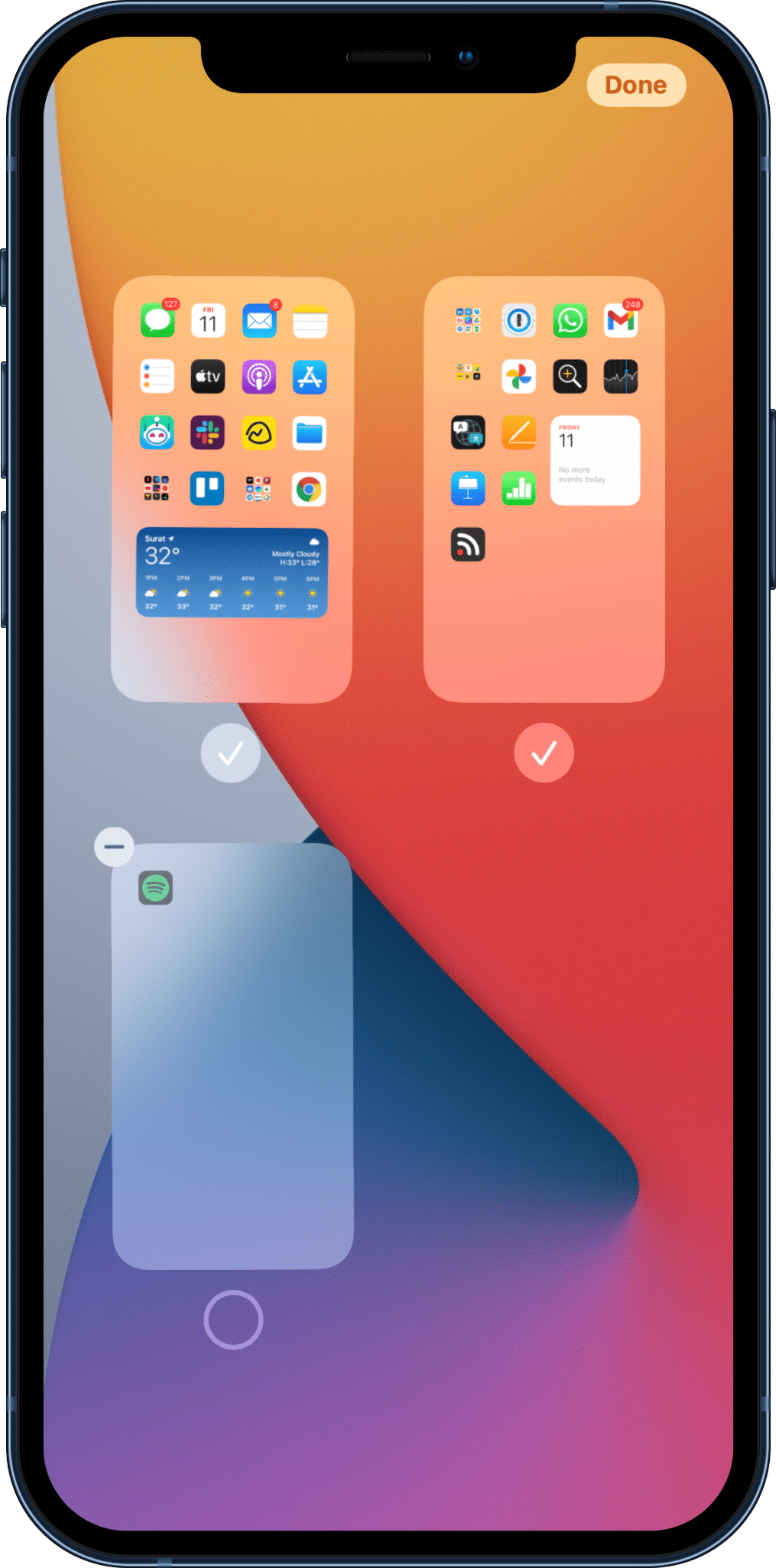 Xóa các trang trên màn hình chính