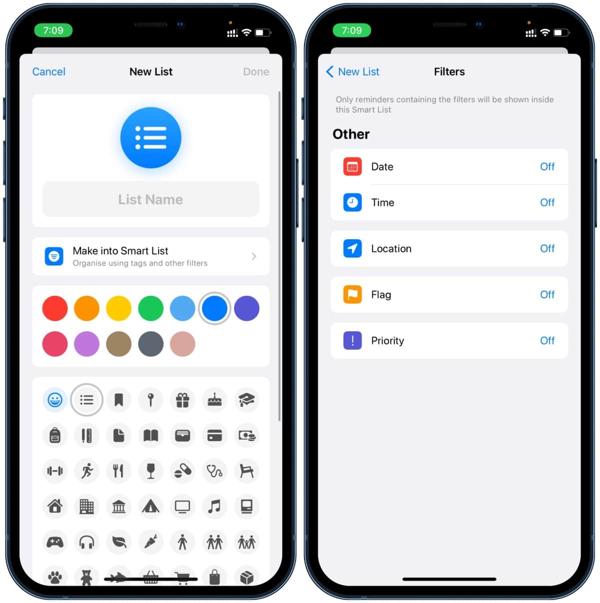 Danh sách thông minh trong Lời nhắc