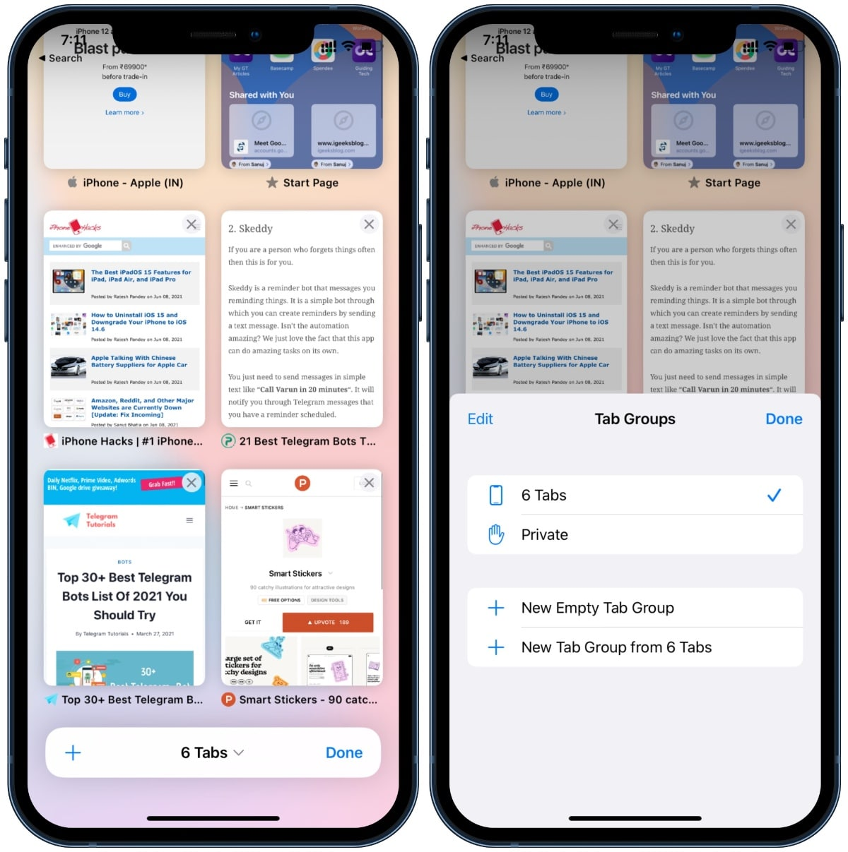 Tạo nhóm tab trong Safari