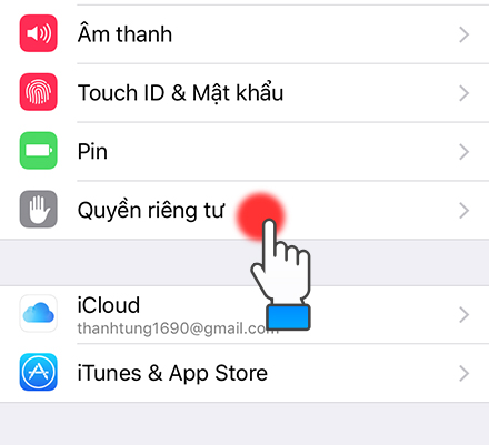 Vào Quyền riêng tư