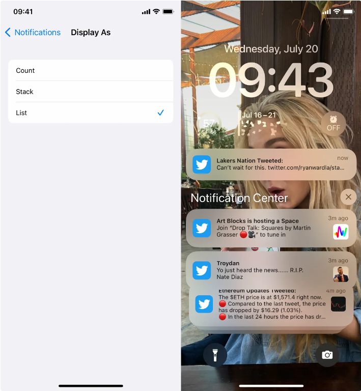 Quay lại thông báo trên màn hình khóa cũ