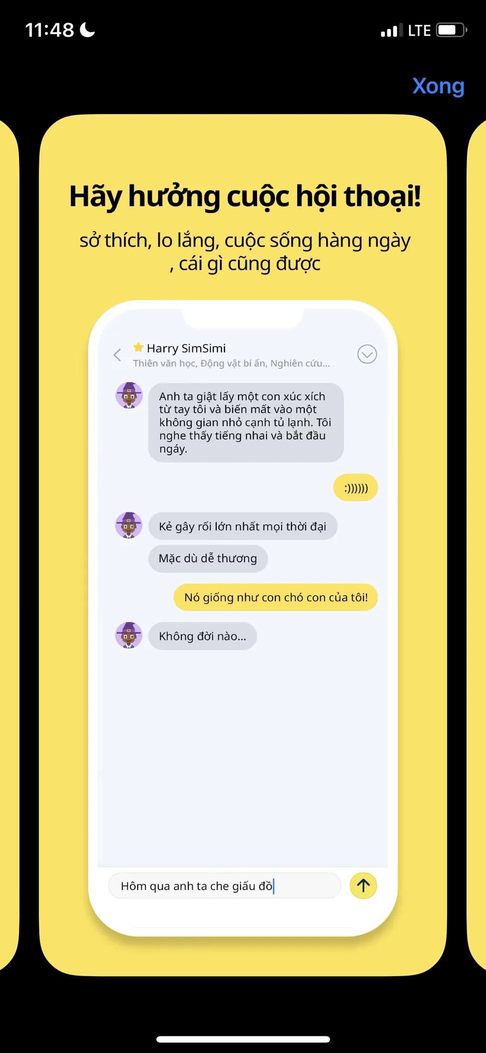 ứng dụng simsimi chatbot vui vẻ