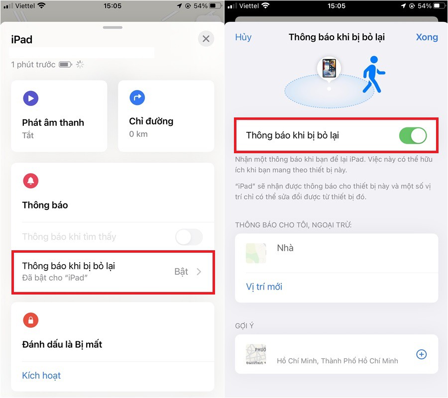 Hướng dẫn cách bật tính năng thông báo khi bị bỏ lại
