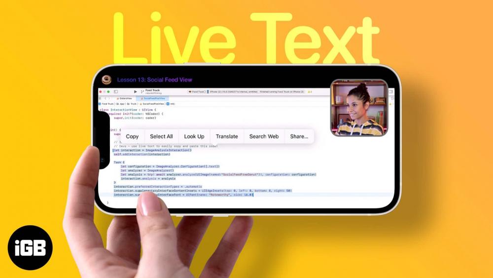 Live text trên video