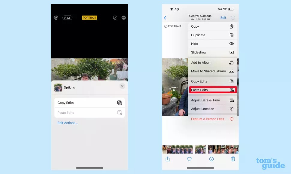 Sao chép và dán các chỉnh sửa vào ảnh và video