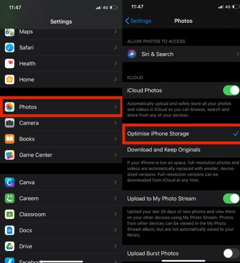 tối ưu hóa bộ nhớ iphone
