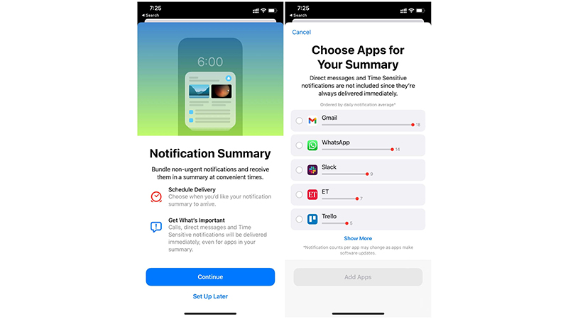 Thiết lập tóm tắt thông báo