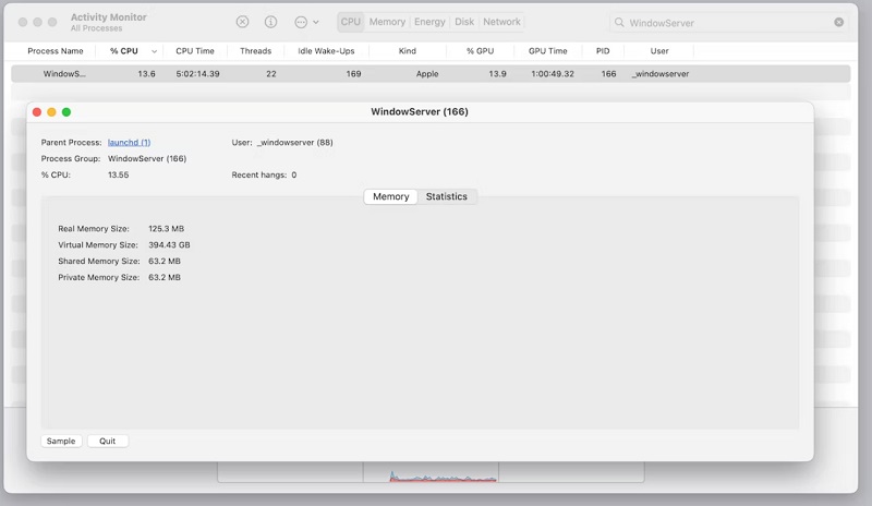 Cách kiểm tra WindowServer sử dụng CPU