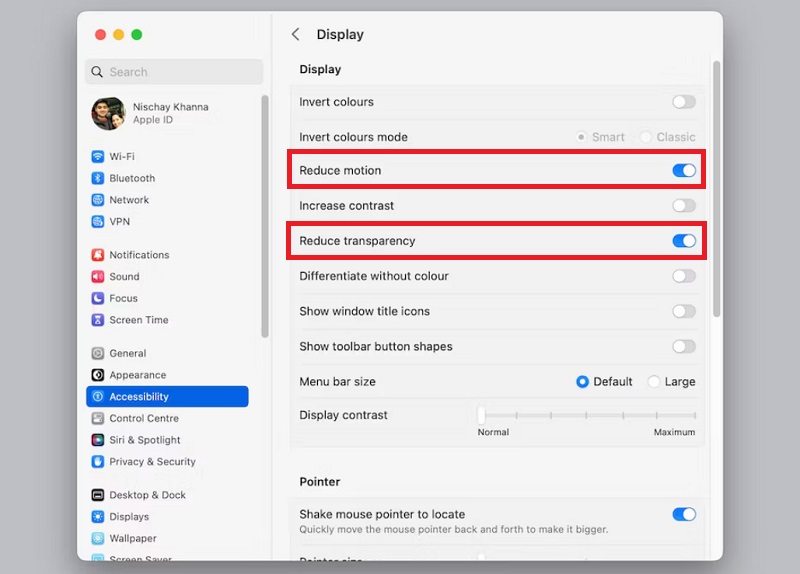 Hạn chế chuyển động và giảm độ trong suốt