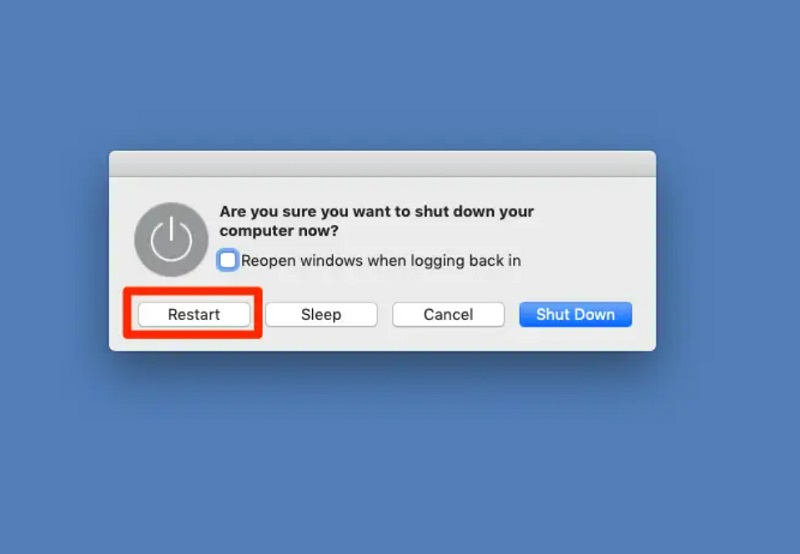 Khởi động lại máy Mac 