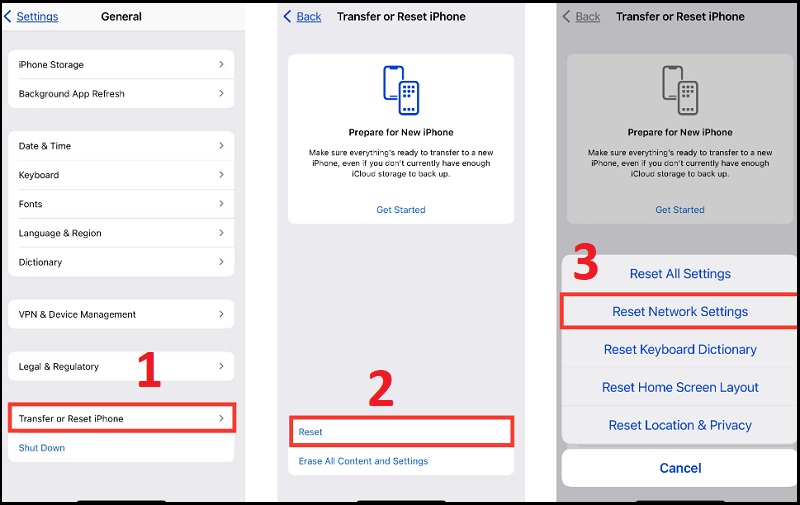 Đặt lại Cài đặt mạng để khắc phục lỗi mail không cập nhật trên iPhone