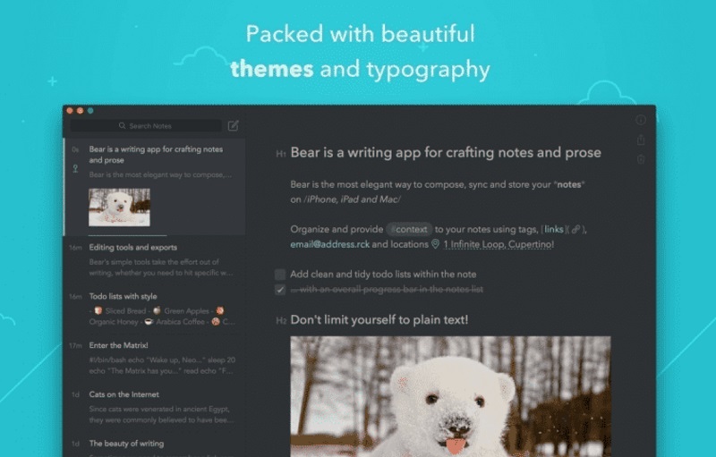 Phần mềm Bear cho iPad 