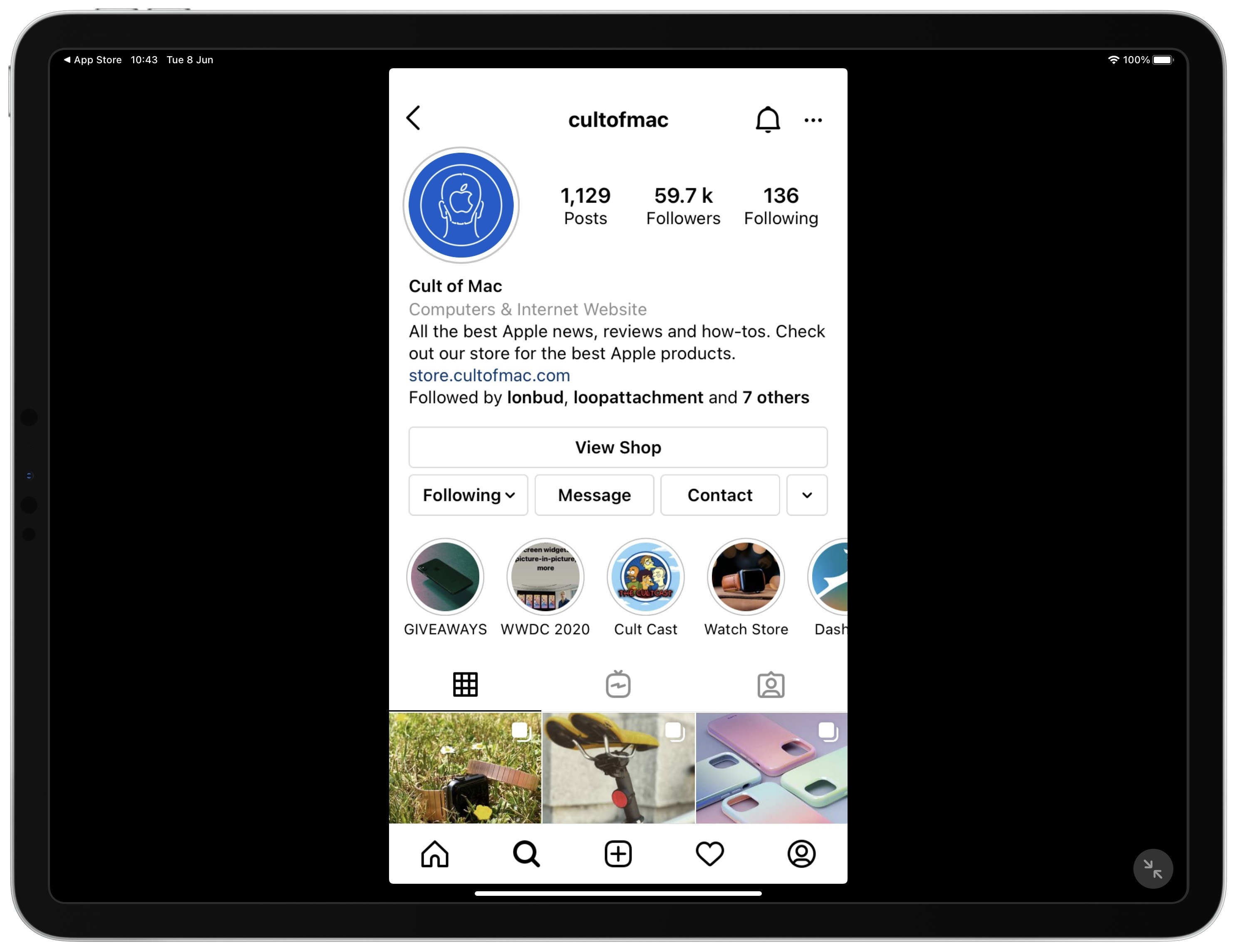 iPad Instagram ở chế độ xoay ngang cuối cùng đã hoạt động