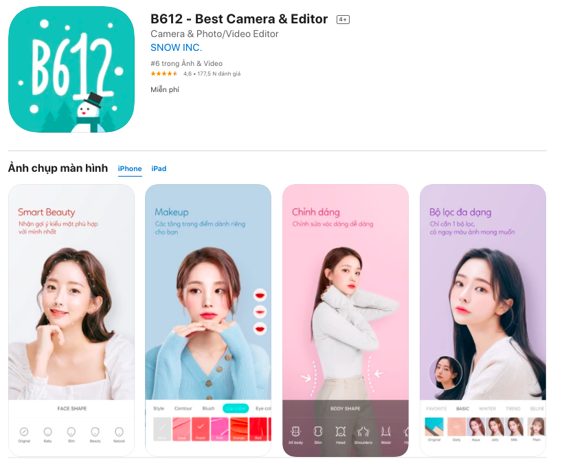 Ứng dụng B612 chụp và chỉnh sửa ảnh cho chị em tha hồ sống ảo trên iPhone, iPad