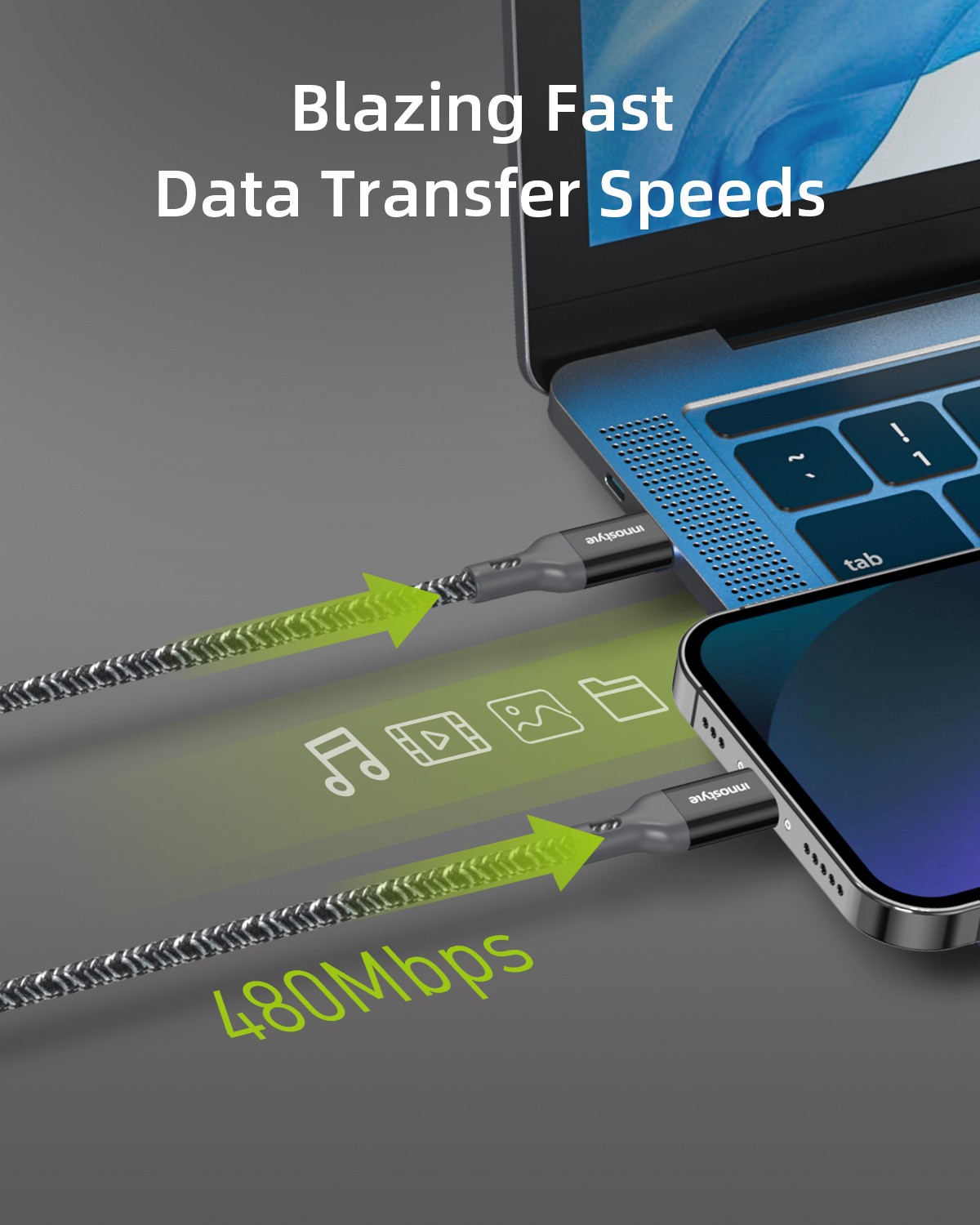 Cáp Type C to Lightning Innostyle Powerflex MFi 1.5M 20/30/60W ICL150AL