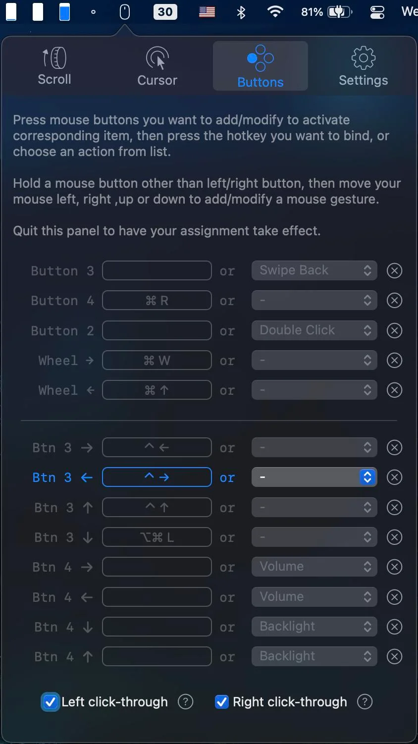 Thiết lập các cử chỉ chuột chuyên biệt