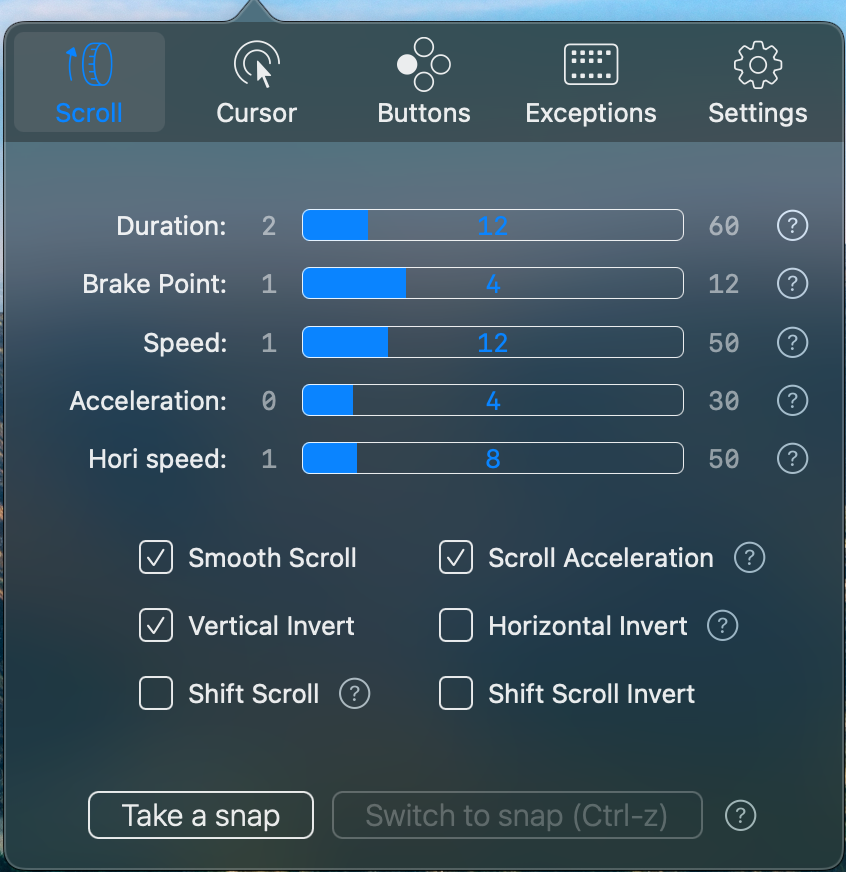 Tinh chỉnh tốc độ cuộn giúp tăng tốc con trỏ
