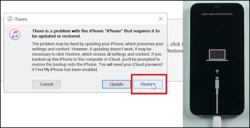 Mở khóa iPhone bằng iTunes