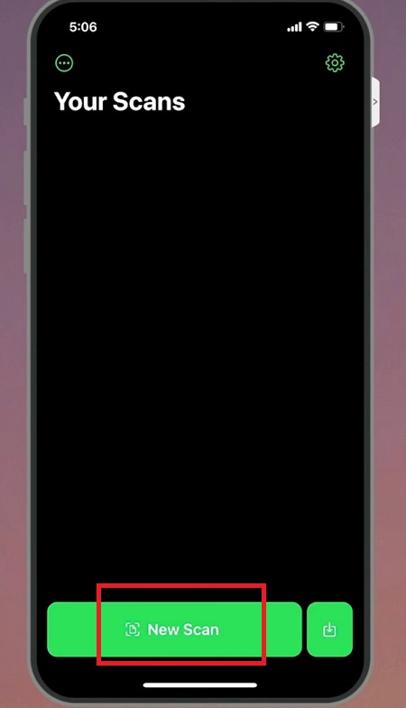 nút New scan (Quét mới) và bạn bắt đầu chụp các trang tài liệu bằng nút Shutter (Chụp).