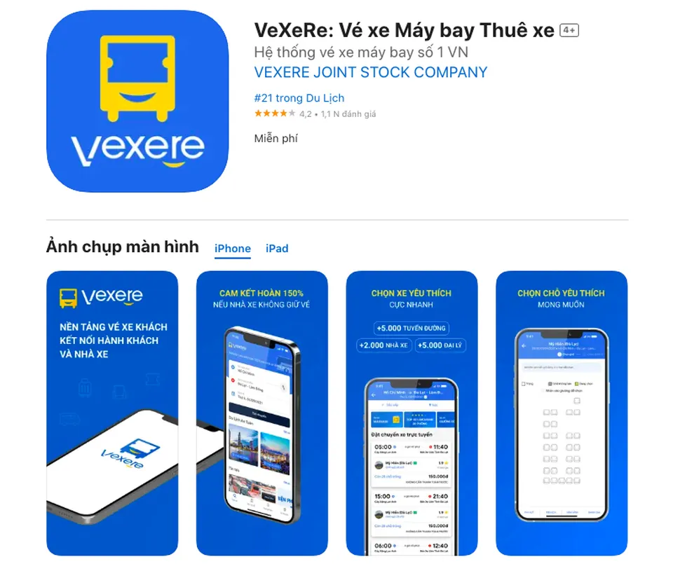 VeXeRe - ứng dụng đặt xe an toàn, tiện lợi