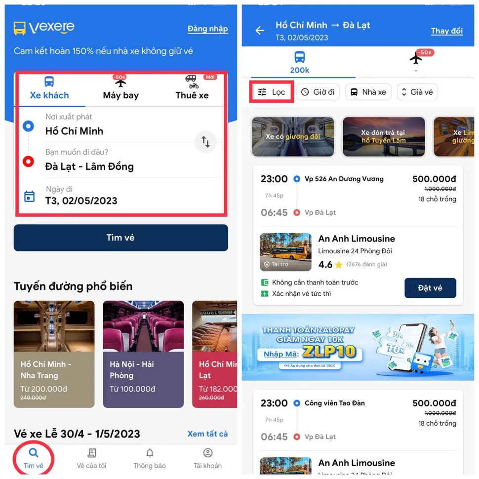 VeXeRe - ứng dụng đặt xe an toàn, tiện lợi