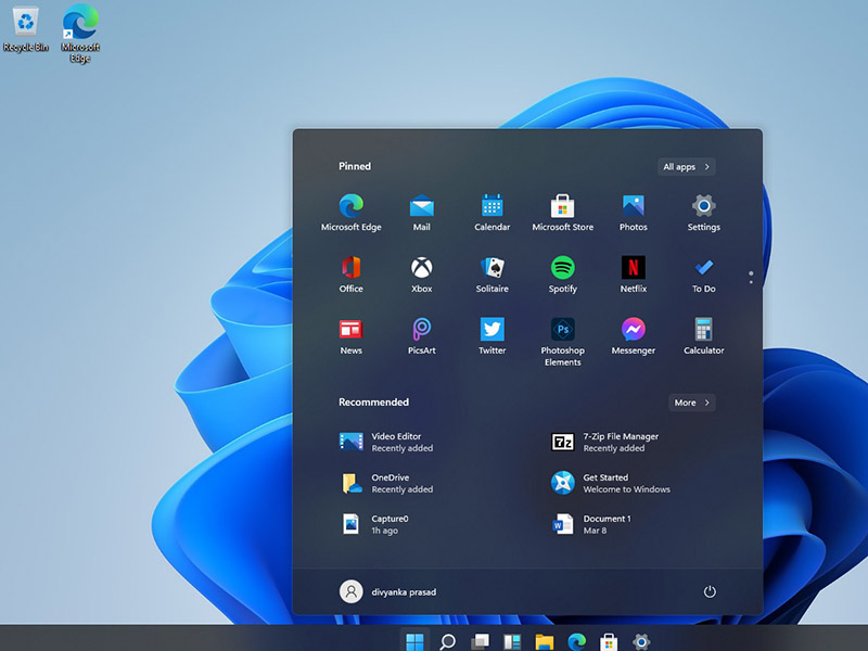Hệ điều hành Windows 11 Start Menu thay đổi