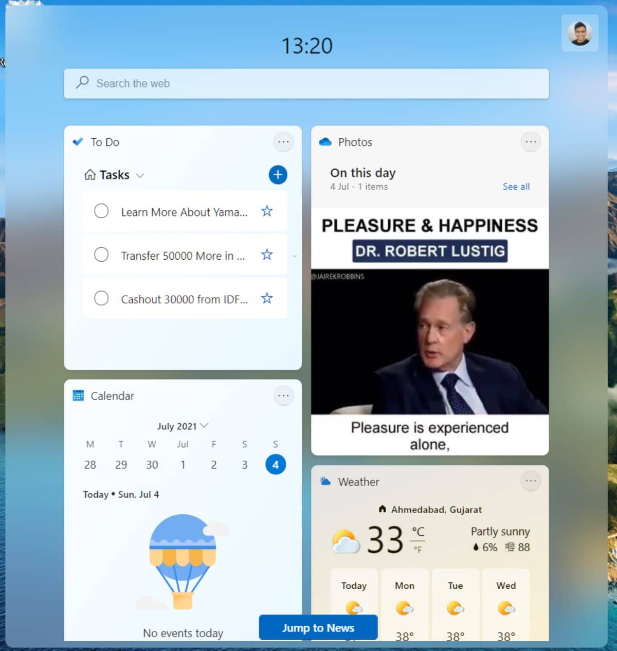 Bảng cài đặt tiện ích trên Windows 11