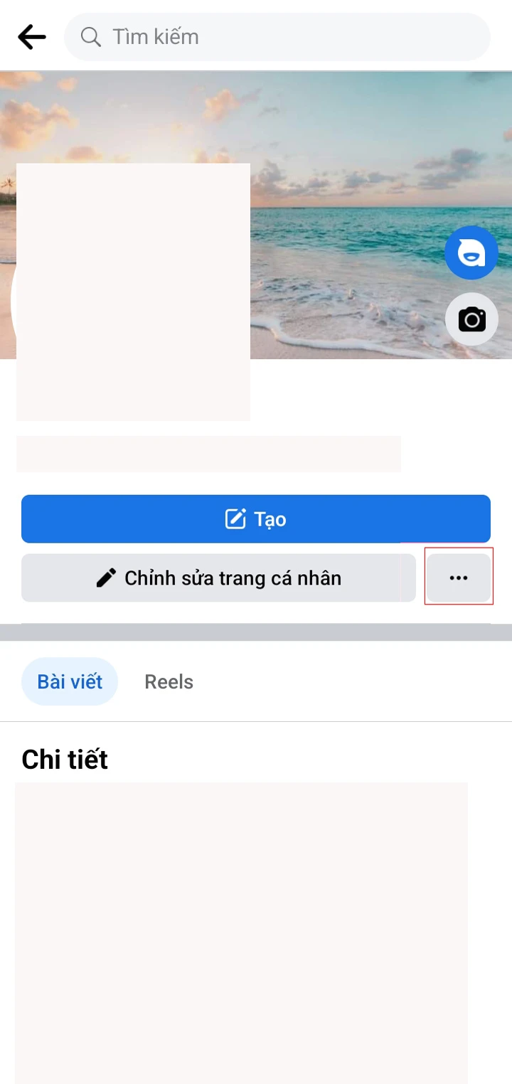 Bước 2: Nhấn vào biểu tượng 3 dấu chấm ở bên phải mục Thêm tin