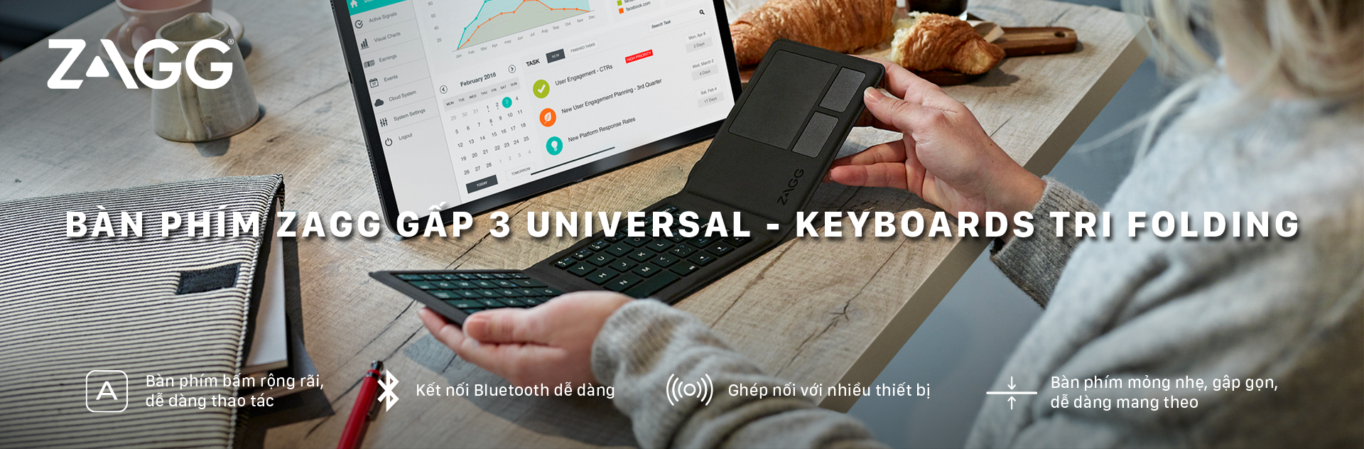 Bàn phím gấp 3 ZAGG Universal Keyboards
