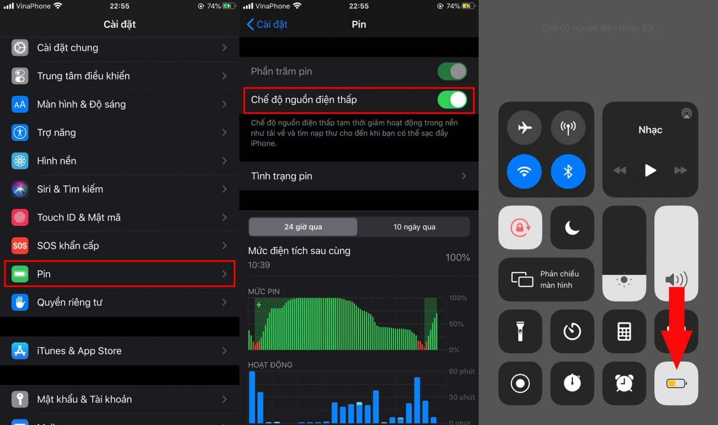 Bật chế độ năng lượng thấp