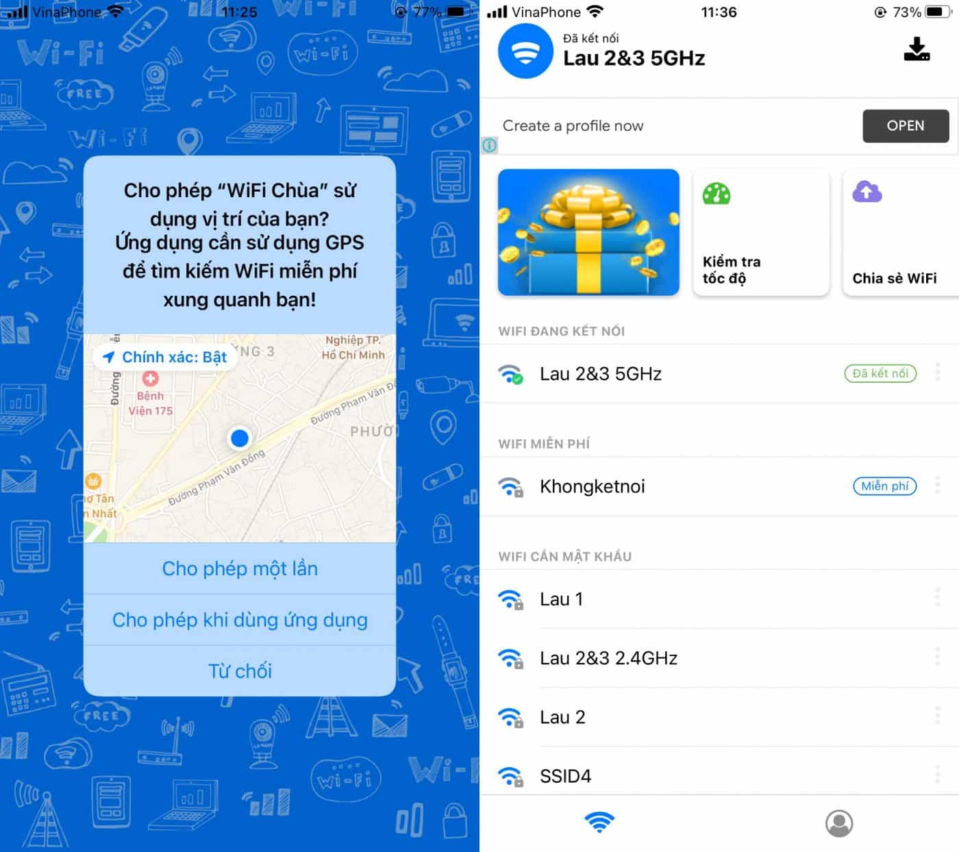 cho phép ứng dụng truy cập vào vị trí