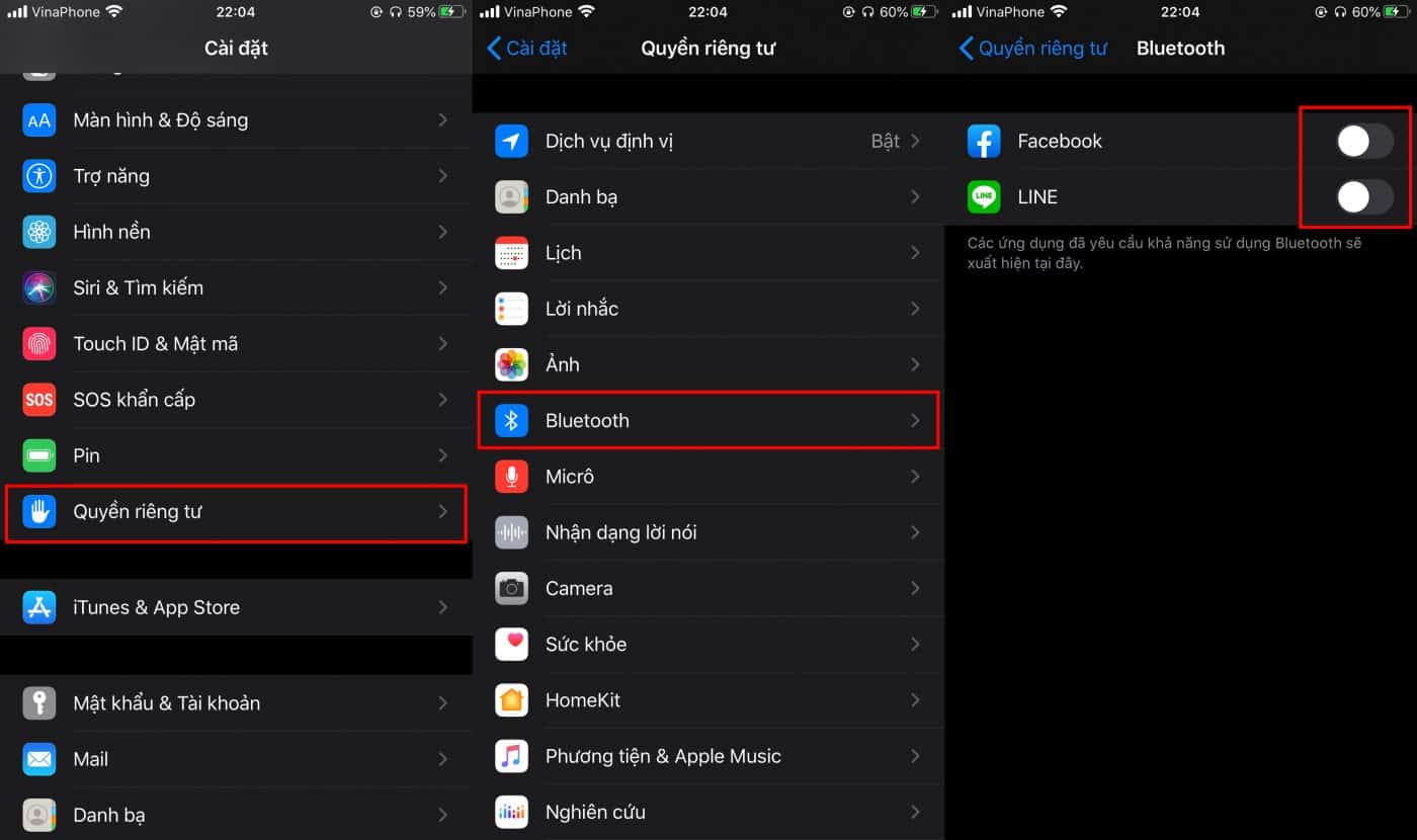tắt truy cập bluetooth