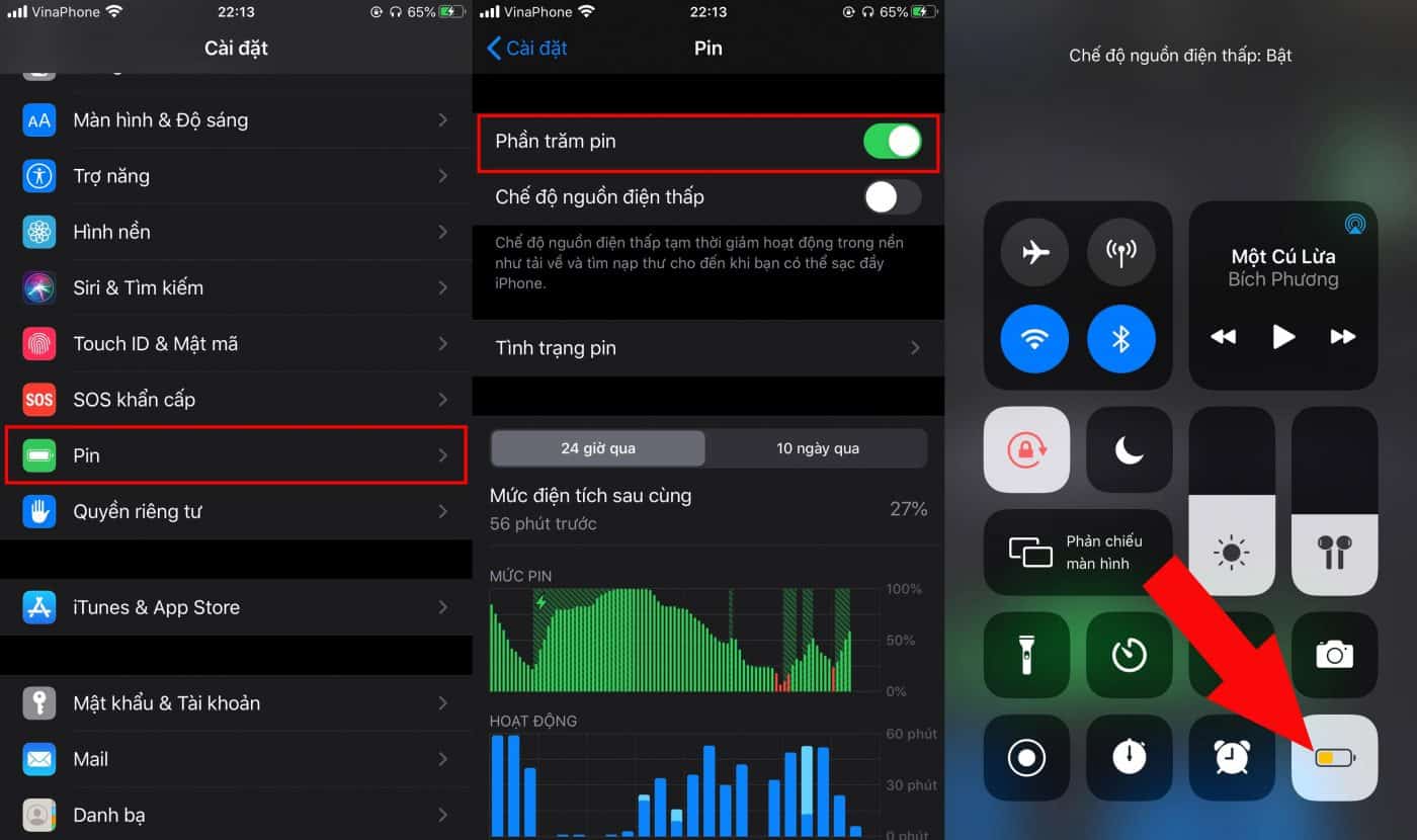 bật chế độ nguồn điện thấp